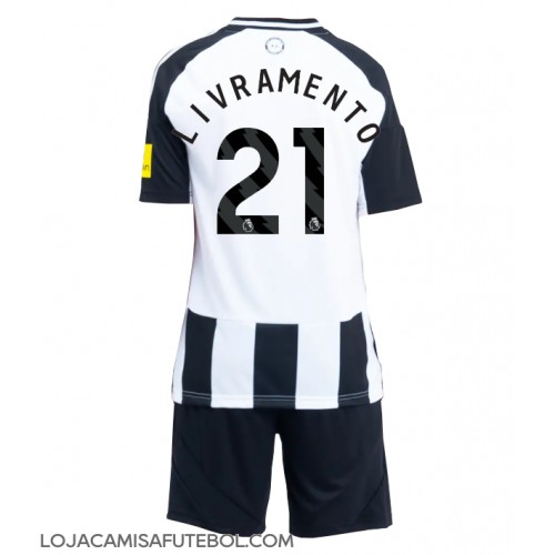 Camisa de Futebol Newcastle United Tino Livramento #21 Equipamento Principal Infantil 2024-25 Manga Curta (+ Calças curtas)